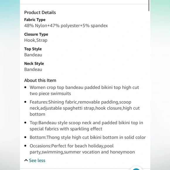 NWT Green Shimmer Bandeau Bathing Suit M - Picture 3 of 3